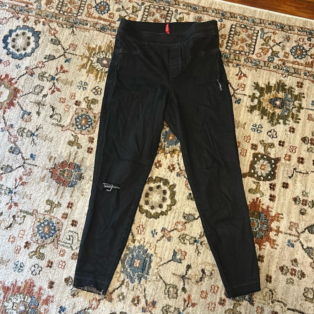 Spanx black skinny jeans, size large